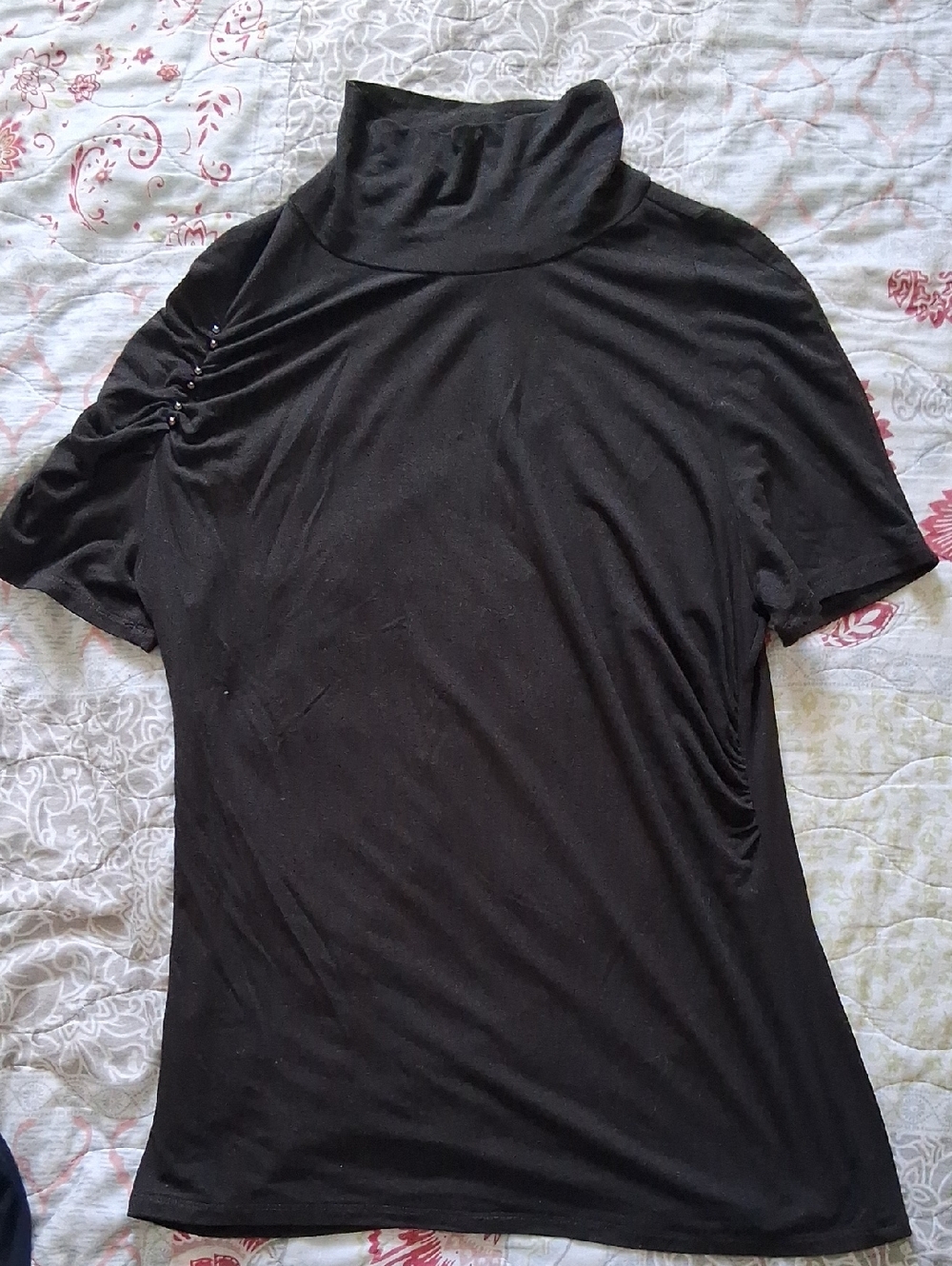Etcetera Black Short-Sleeve Turtleneck Tee